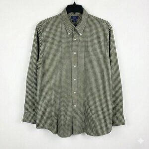 Dockers Men’s Button Down Shirt XL (17-17.5) | Green & White Plaid Check